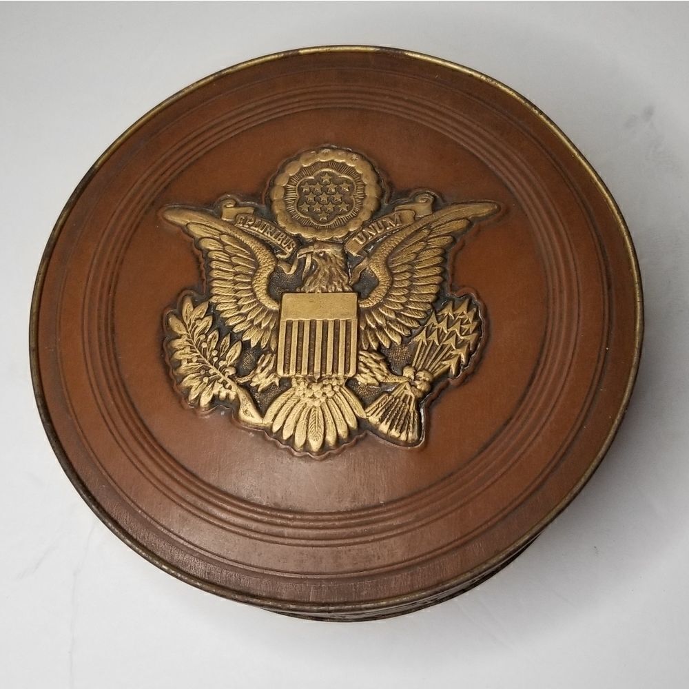 Vintage Mrs Stevens Candies Tin 1930's Raised Eagle